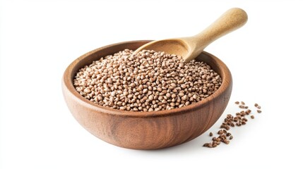 Wooden Bowl Filled with Buckwheat Seeds - Healthy Grains for a Nutritious Diet