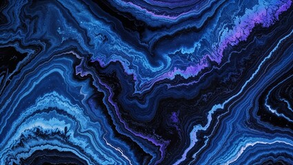 Obraz premium カラフルなインクが作り出す青い大理石模様のテクスチャを描いた抽象的な背景デザイン。生成AI