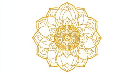 Intricate golden mandala design with multiple layers of petals and swirls.