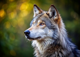 Obraz premium Majestic Gray Wolf, Wild Canine, Lone Wolf Portrait, Grey Wolf Photography, Wolf in Nature, Wildlife Image, Alpha Wolf, Arctic Wolf, Timber Wolf