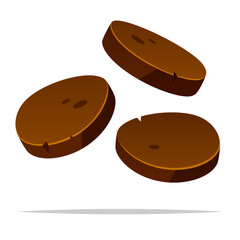 Brown palm sugar pieces vector isolated illustration