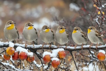 Fototapeta premium Female Ruby-crowned kinglet.. Beautiful simple AI generated image