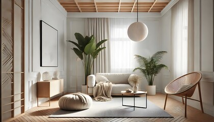 Modern Comfort with Beige Sofa and Stylish Abstract Paintings