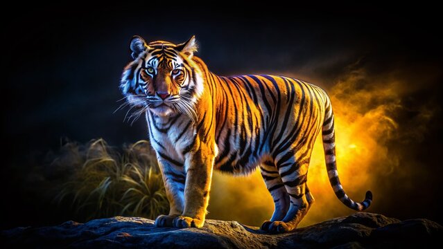 Majestic Tiger Silhouette Wallpaper 1920x1080 - Dark Night Wildlife Photography