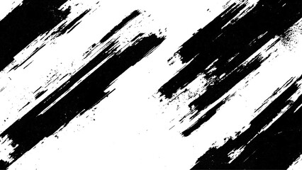 Black and white grunge vector background with ink splashes, scratches and noise elements for design. Grunge black and white texture of black brush strokes on white paper or background.  