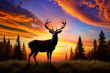 Majestic Whitetail Buck Silhouette: Stunning Wildlife Photography
