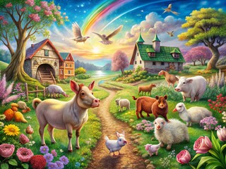 Surreal Farm Animals Coloring Pages: Magical  Creatures, Whimsical Designs, Fantasy Farm Animals Printable Coloring Book