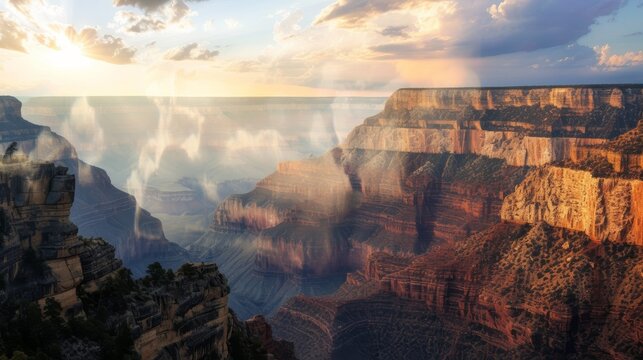 Breathtaking sunset over grand canyon arizona landscape photography natural wonder aerial view serenity and majesty