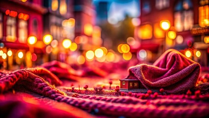 Maroon Texture Tilt-Shift Photography: Miniature World, Fabric, Closeup, Detailed