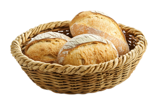 bread basket isolated on white background 