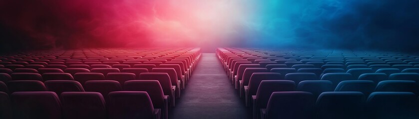 Obraz premium An empty auditorium with vibrant lights creating a dramatic atmosphere.
