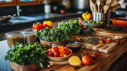 Obraz premium Vibrant Vegetable and Fruit on the table