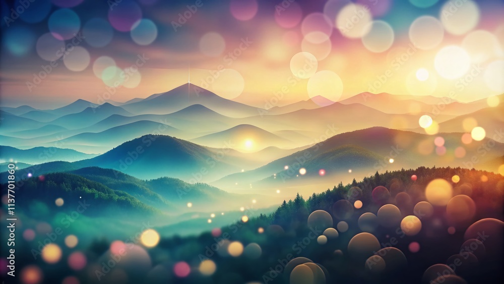 Poster Mesmerizing Abstract Gradient Hillscape with Bokeh Effect Creating a Dreamy Landscape of Soft Colors and Gentle Forms for Artistic and Tranquil Backgrounds