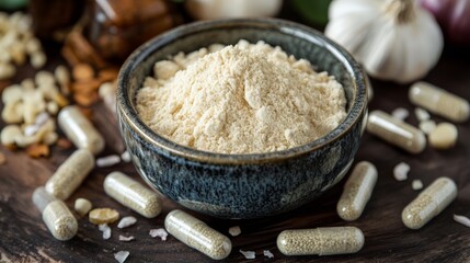 Natural Powder Supplement with Capsules - Healthy Ingredients