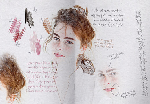 Artistic Notebook Sketch Portrait Mockup