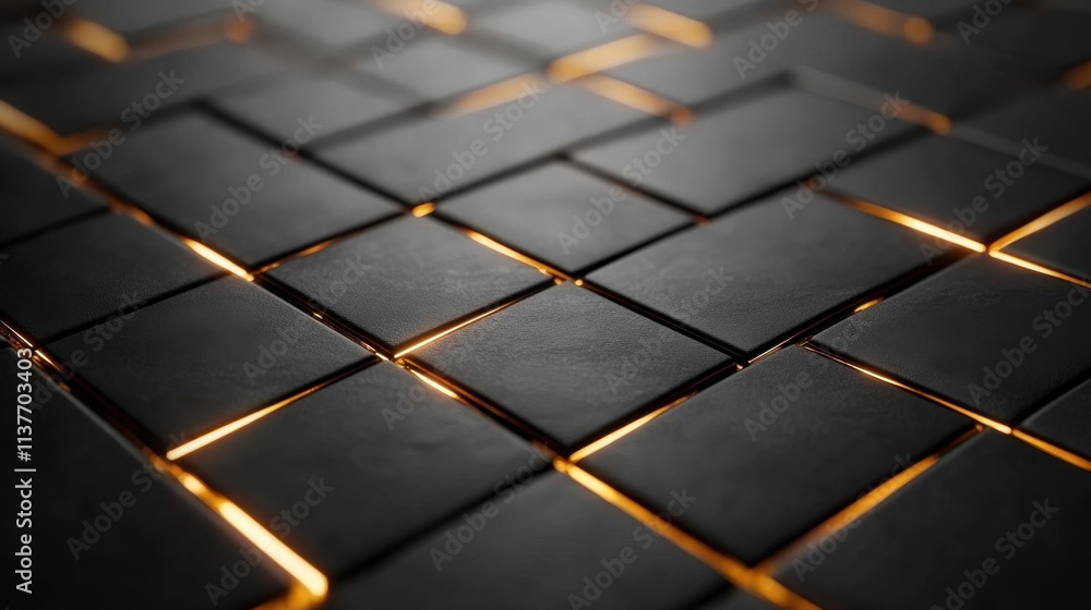 Aufkleber dark textured tiles with glowing edges creating abstract background design