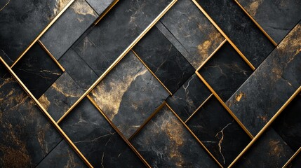 Elegant black and gold geometric background with textured surface design