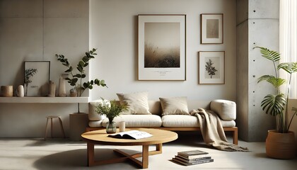 Luxurious Living Room with Velvet Sofa and Gold Accents