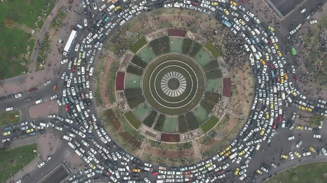 Aerial view of Damascus. Syrians celebrating the fall of Bashar al-Assad's regime. 