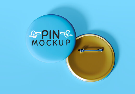 Round Pin Mockup With Front And Back View