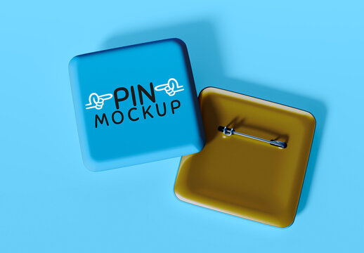 Square Pin Mockup With Front And Back View