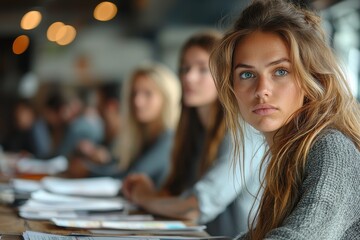 Business Meeting Focus and Thoughtful Expression