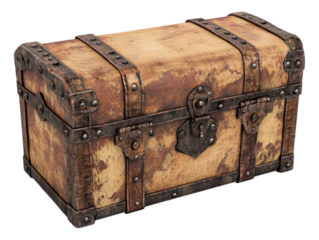 A vintage box isolated against a transparent background, ideal for retro designs, antique collections, or decorative purposes.