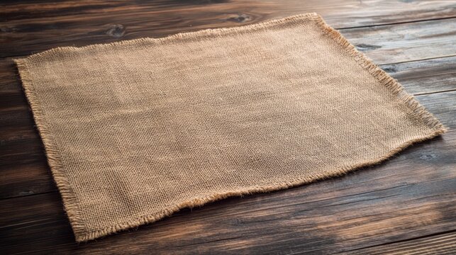 Rustic Burlap Texture on Wooden Tabletop