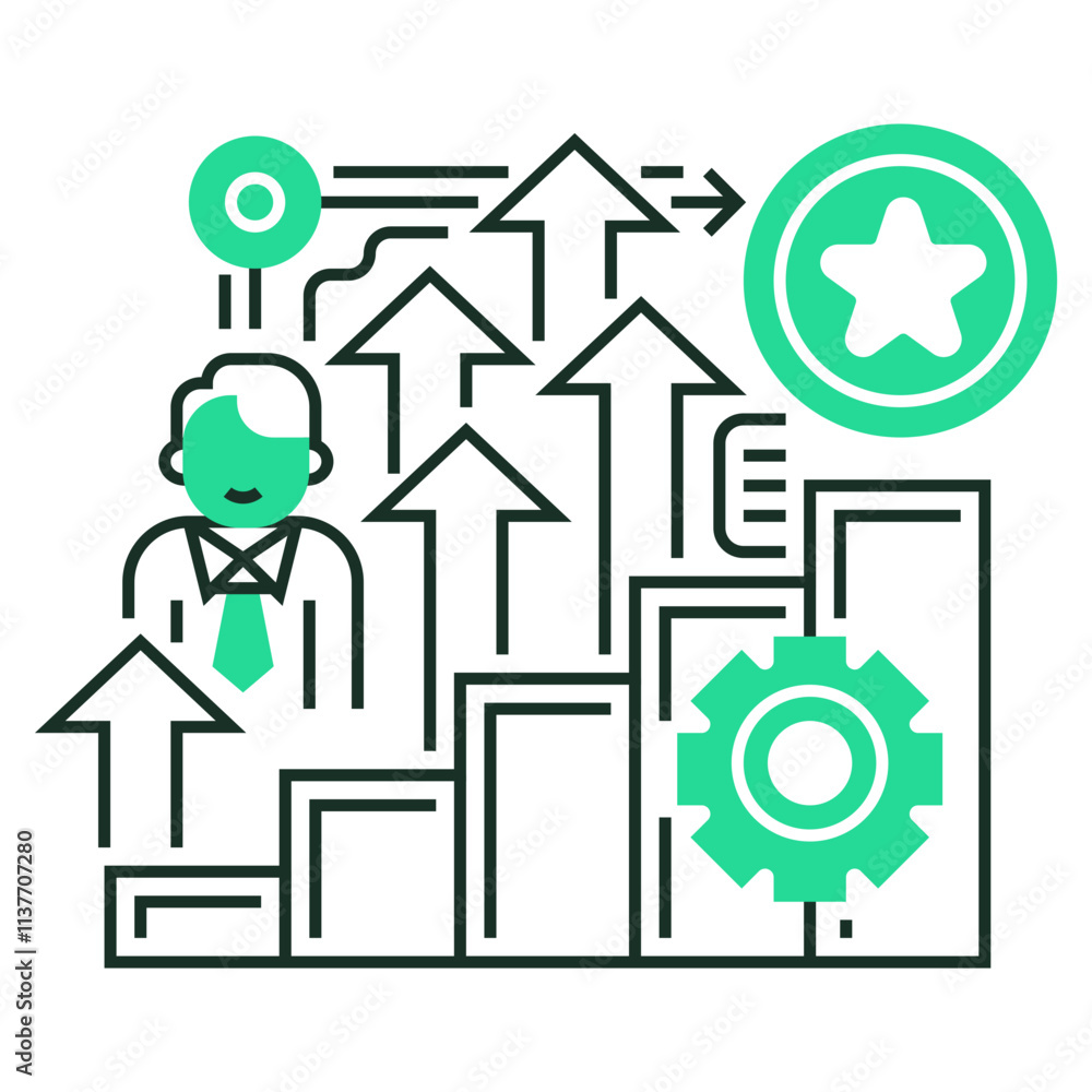 Poster career growth line icon. linear style sign for mobile concept and web design. outline vector icon.
