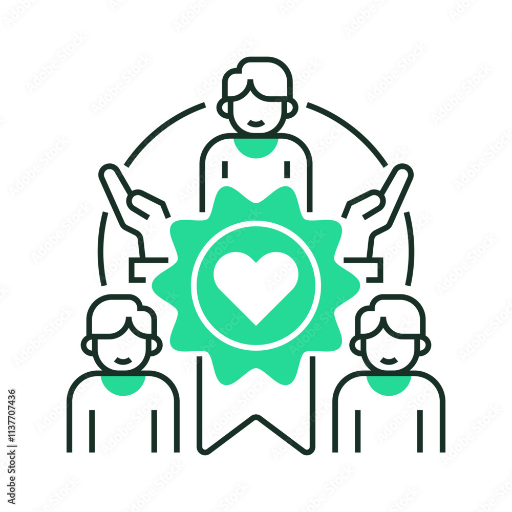 Poster volunteer badge line icon. linear style sign for mobile concept and web design. outline vector icon.