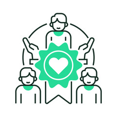 Volunteer Badge Line Icon. linear style sign for mobile concept and web design. Outline vector icon.