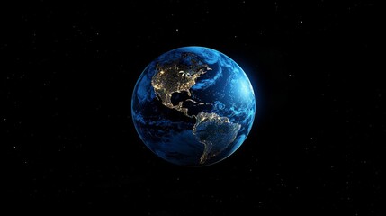 Fototapeta premium Abstract blue digital planet Earth with a global network and connectivity concept