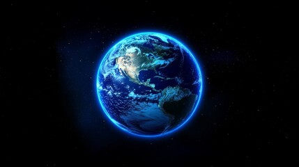 Obraz premium Abstract blue digital planet Earth with a global network and connectivity concept