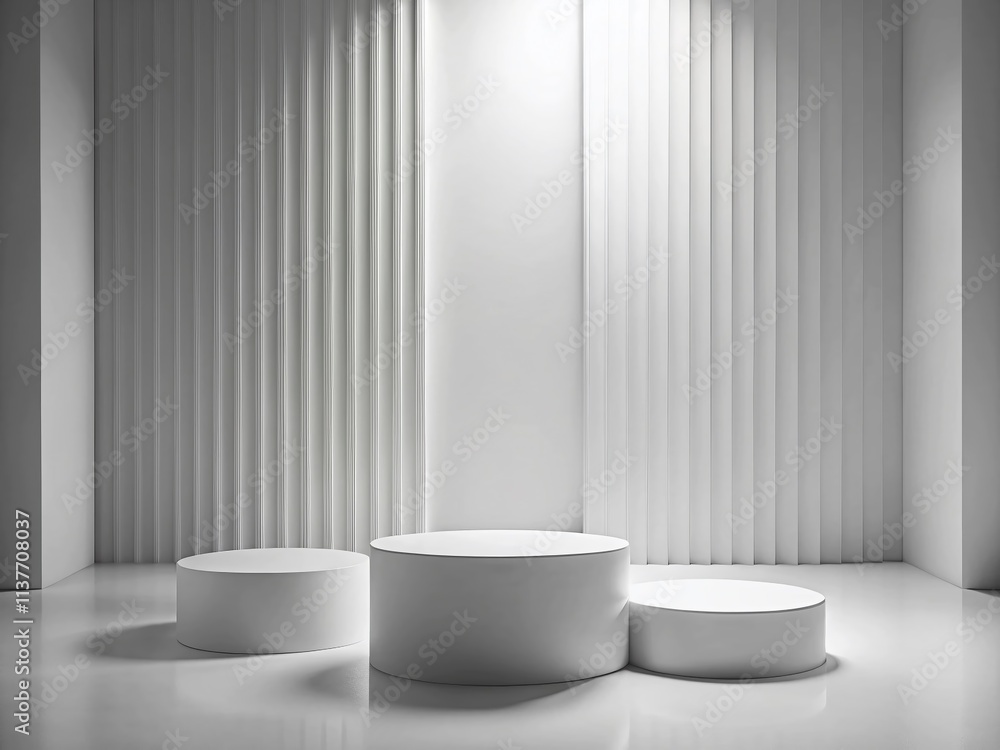 Aufkleber minimalist abstract white 3d room featuring realistic cylinder pedestal podium for product display p