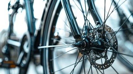 Close-up of a Bicycle Wheel Hub and Disc Brake