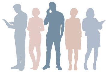 Business team png silhouette clipart, pastel design