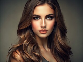 Fototapeta premium Minimalist Brown Hair Woman Portrait: Elegant & Stylish Photography