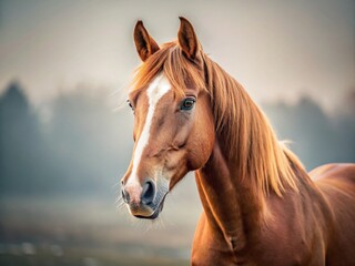 Obraz premium Minimalist Chestnut Horse Photography: Elegant Equine Portraits, Brown Horse Pictures, Simple Horse Images