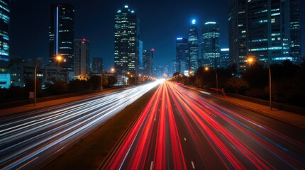Fototapeta premium Dynamic Light Trails of City Traffic at Night