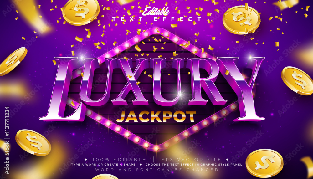 Fototapete luxury jackpot 3d text effect design editable and scalable vector graphic style effect with shadow a