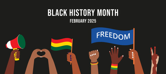 Black History Month Hands Gesture Banner
