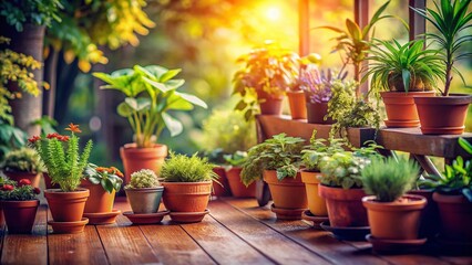Fototapeta premium Tilt-Shift Miniature Indoor Plants Veranda Photography: Charming Home Decor