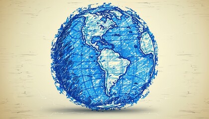 Fototapeta premium Earth globe in one continuous line drawing. 