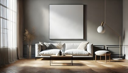Bright Scandinavian Living Room with Light Tones and Indoor Plants