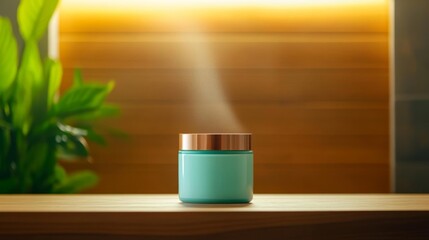 Fototapeta premium Modern Cream Jar Mockup in Refreshing Bathroom Setting. Generative AI