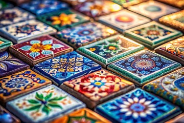 Fototapeta premium Tilt-Shift Porcelain Tile Photography: Miniature World of Ceramic Tiles