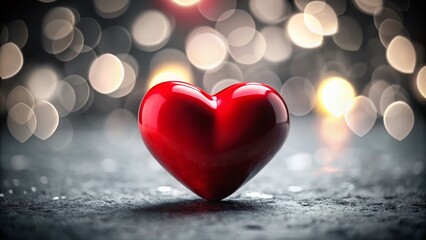 Tilt-Shift Red Heart Wallpaper, Miniature Heart, Black and White Background, High-Resolution Illustration, Romantic Love Image