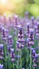 Obraz premium Lavender blooms in a tranquil garden setting