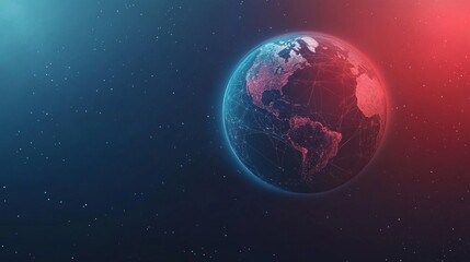 Naklejka premium Abstract digital background of the planet Earth with global network connection lines