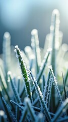 Nature’s icy touch on grass in the early morning